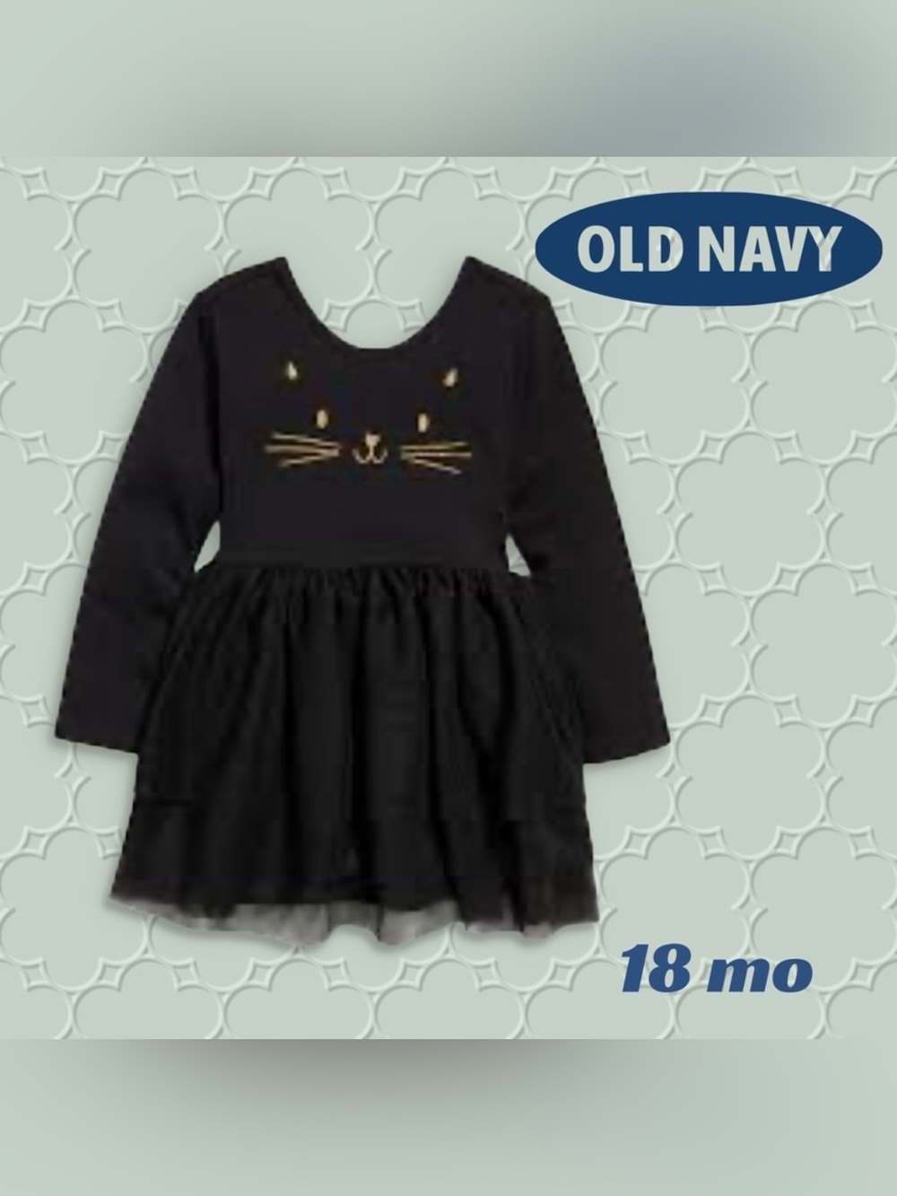 🇺🇸👍GUC OLD NAVY |18 mo| Baby Black Cat Long-Sleeve Tutu Dress